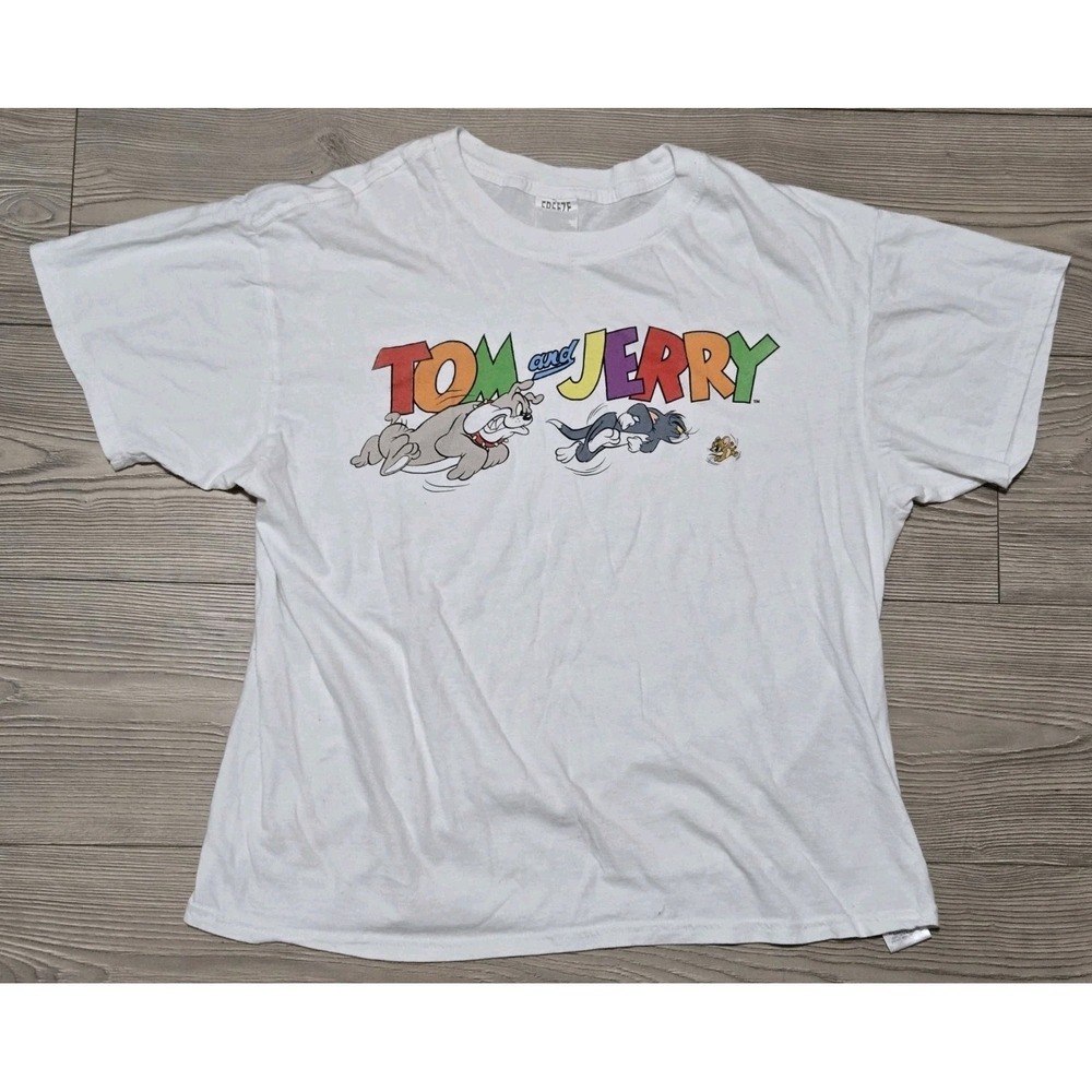Vintage Freeze Tom And Jerry T-Shirt Size Small White /w Dog Chase